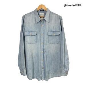 ST. JOHN’S BAY Classic Fit Authentic Indigo Long Sleeve Button Down Denim Shirt